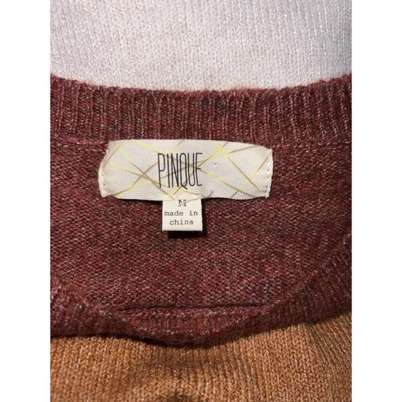 Pinque Women's Knit Sweater Long Sleeves Soft Warm Earth Tones Colorblock Size M - Picture 6 of 7